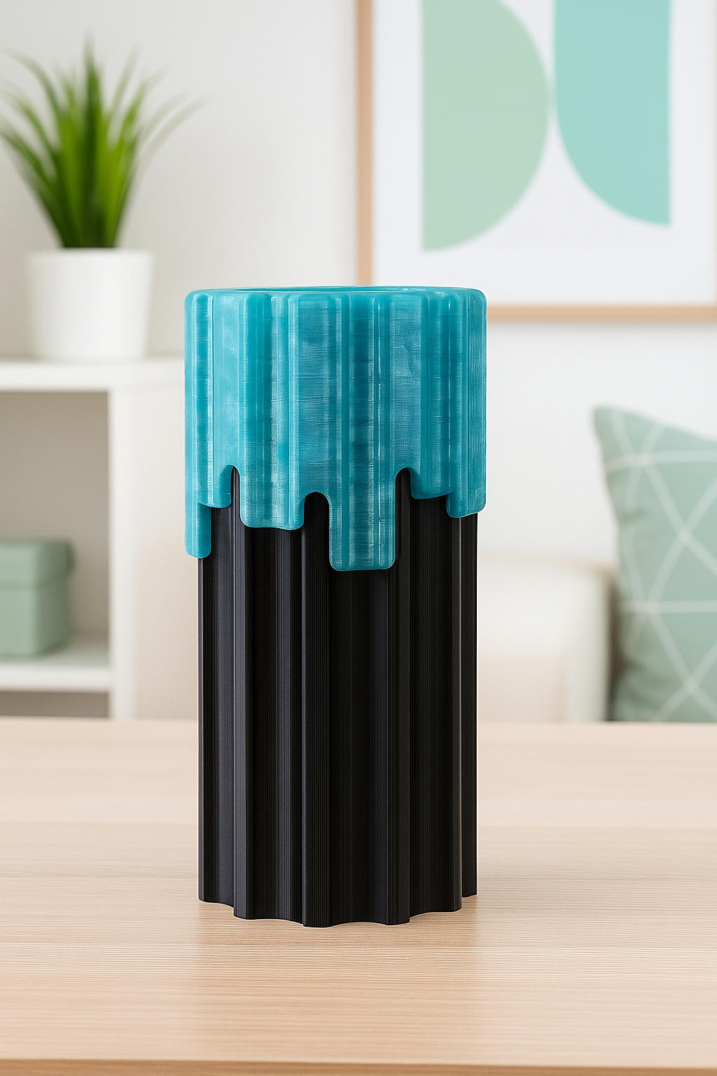 Modern Vase Drippy Style Two Part Vase