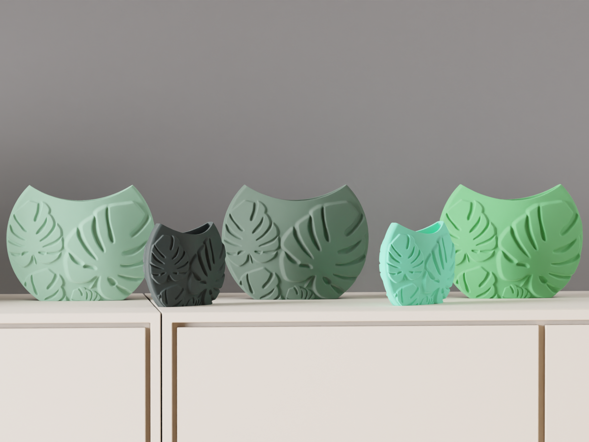 Modern Vase Monstera Pattern Vase