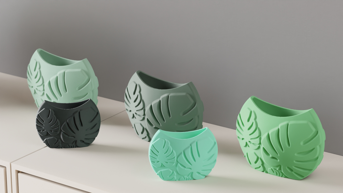 Modern Vase Monstera Pattern Vase