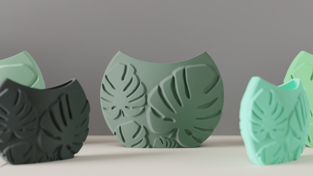 Modern Vase Monstera Pattern Vase