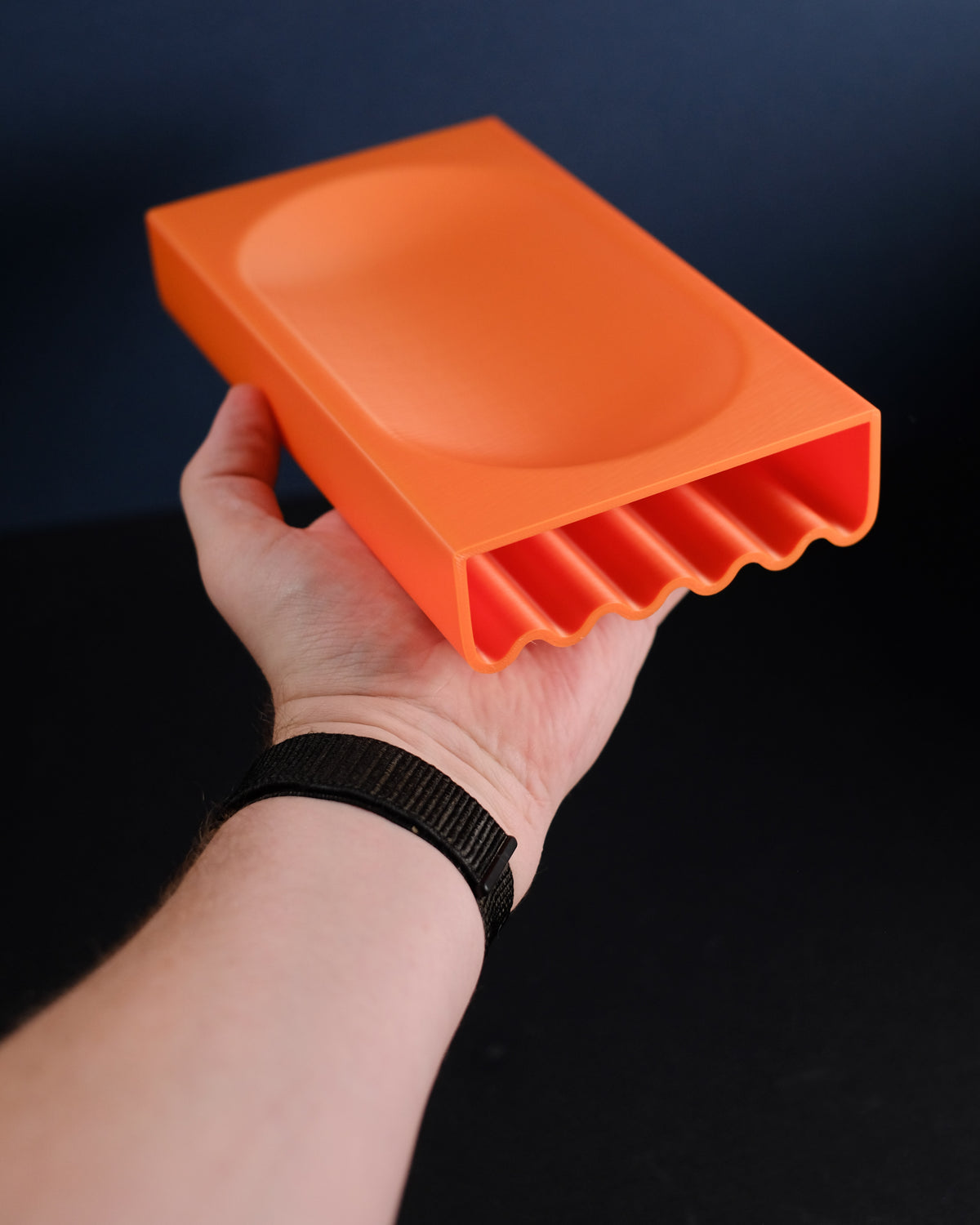Minimalist catch-all tray held in hand