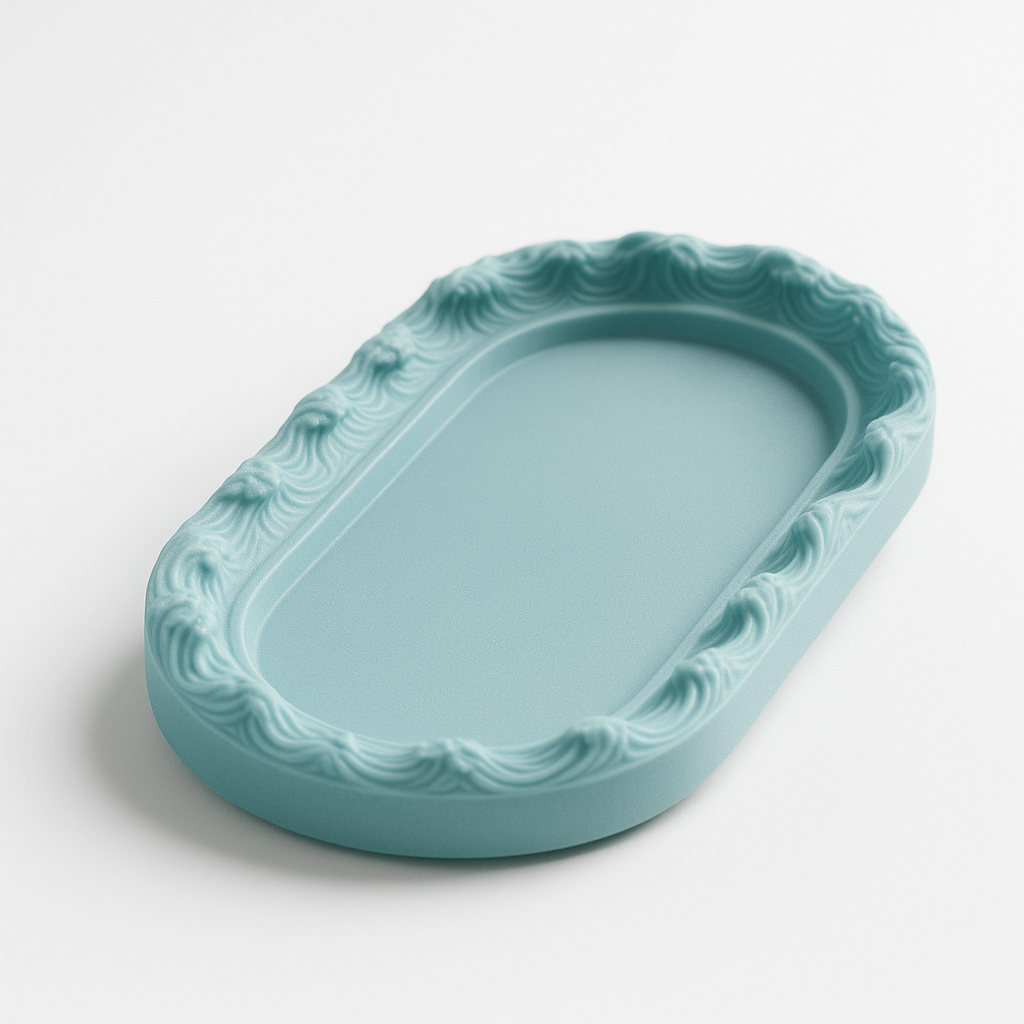 Ocean Wave CatchAll Tray Minimal Oval Jewelry Dish