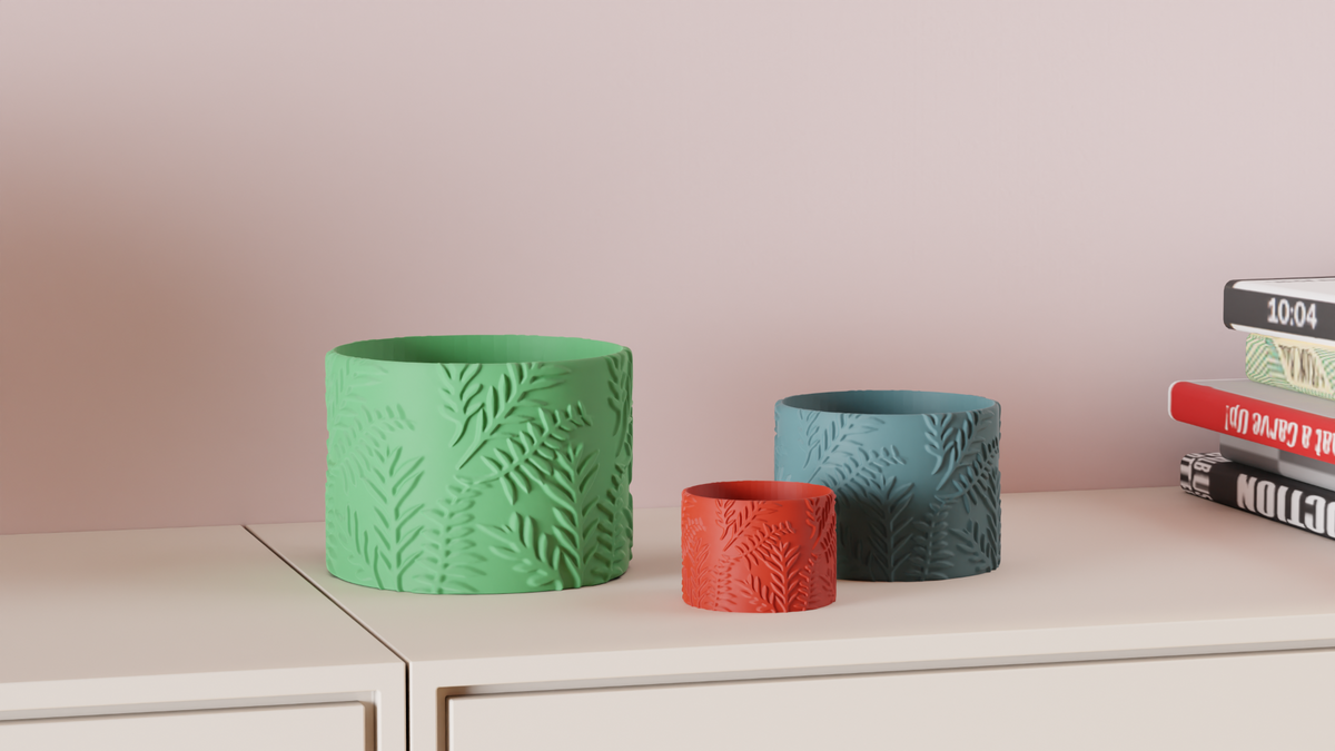 Plant Pot Fern Leaf Pattern Planter