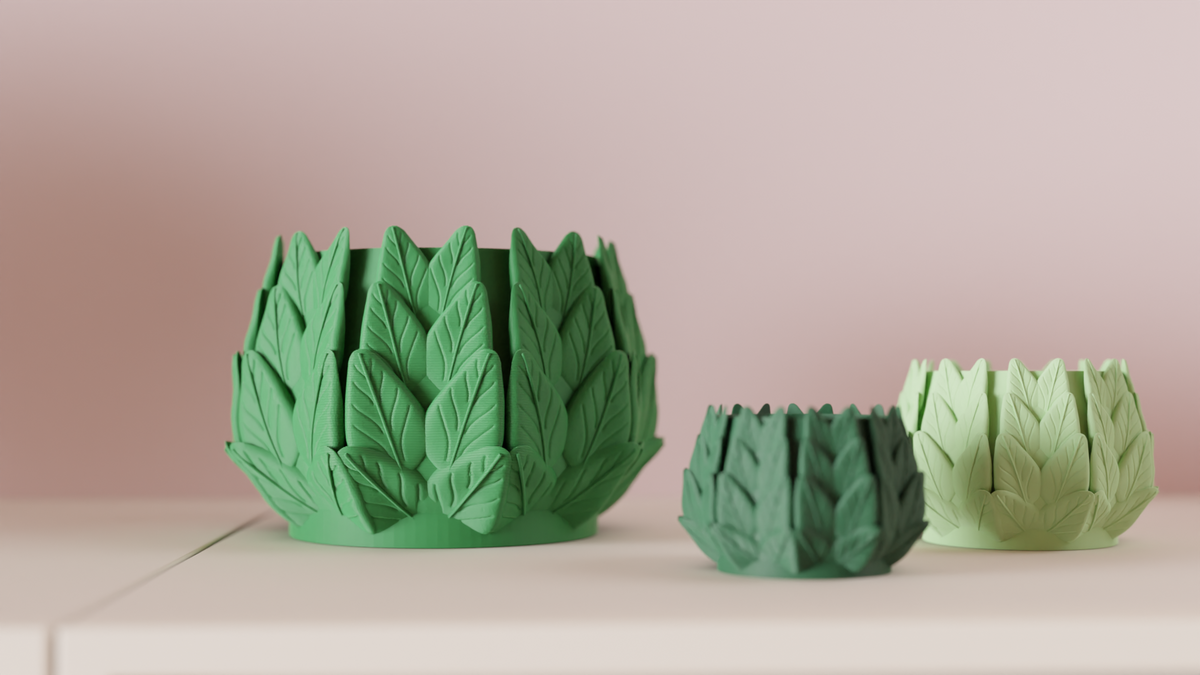 Plant Pot with 3d Leaf Design – Small size