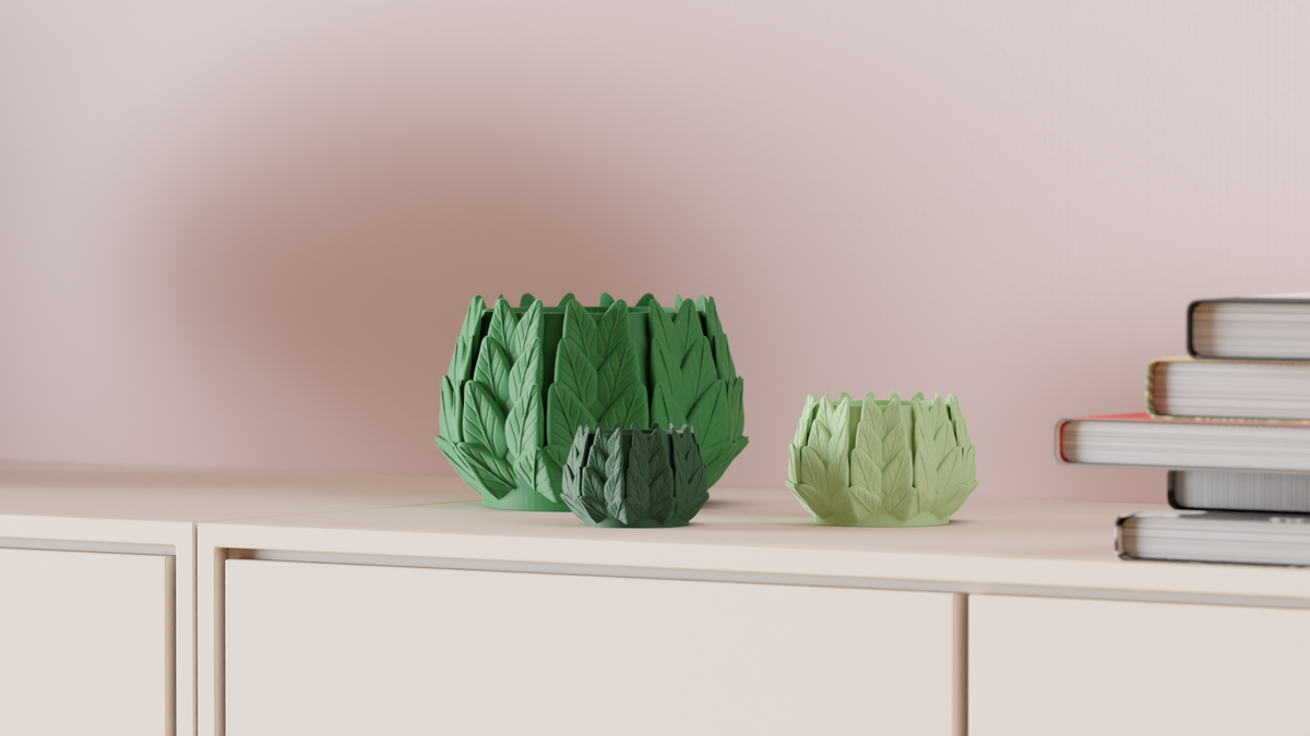 Plant Pot with 3d Leaf Design – Small size