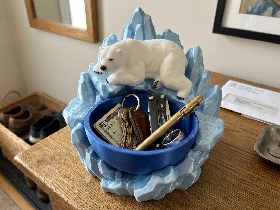 Polar Bear Glacier Catchall Tray Desk Organizer