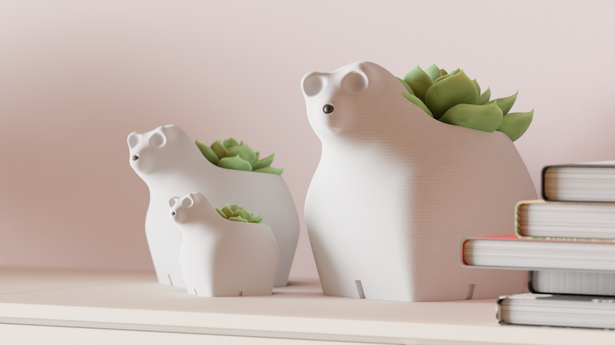 Polar Bear Plant Pot Cute Planter Minimal Animal – Small size