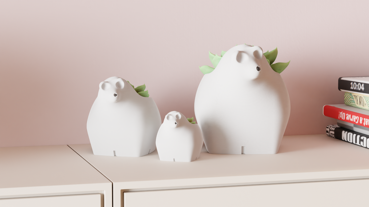 Polar Bear Plant Pot Cute Planter Minimal Animal – Large size