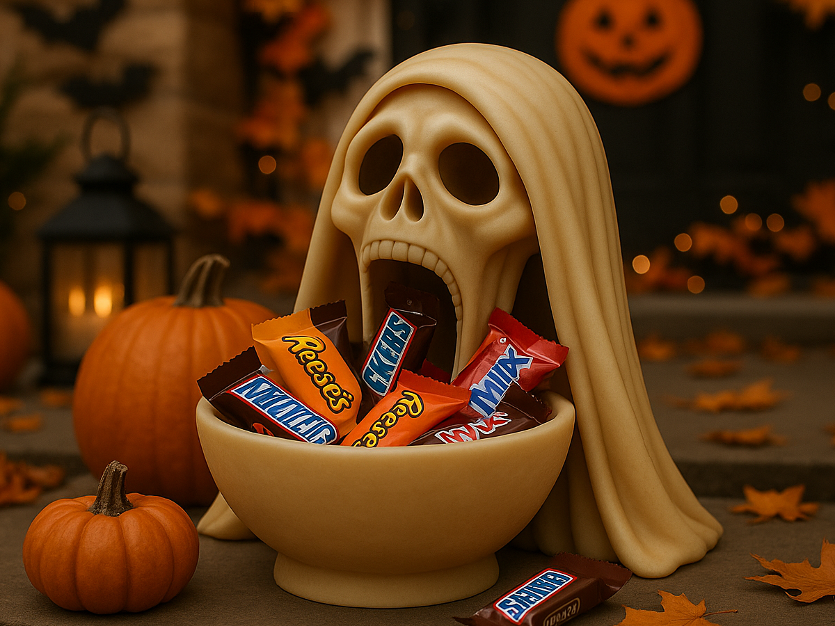 Skull Halloween Candy Bowl — Spooky Porch Decor