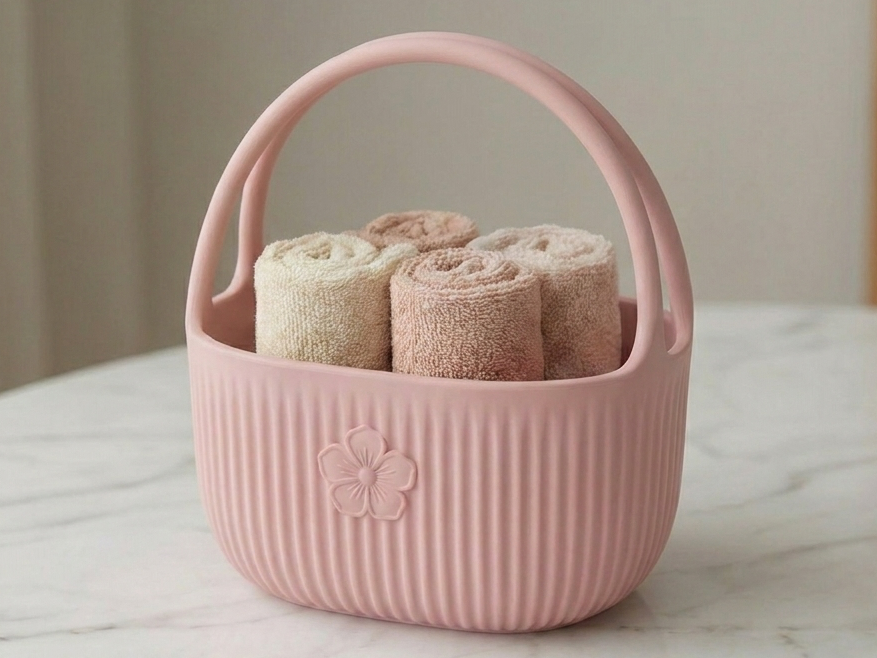 Ribbed Floral Caddy — Desktop & Bathroom Organizer