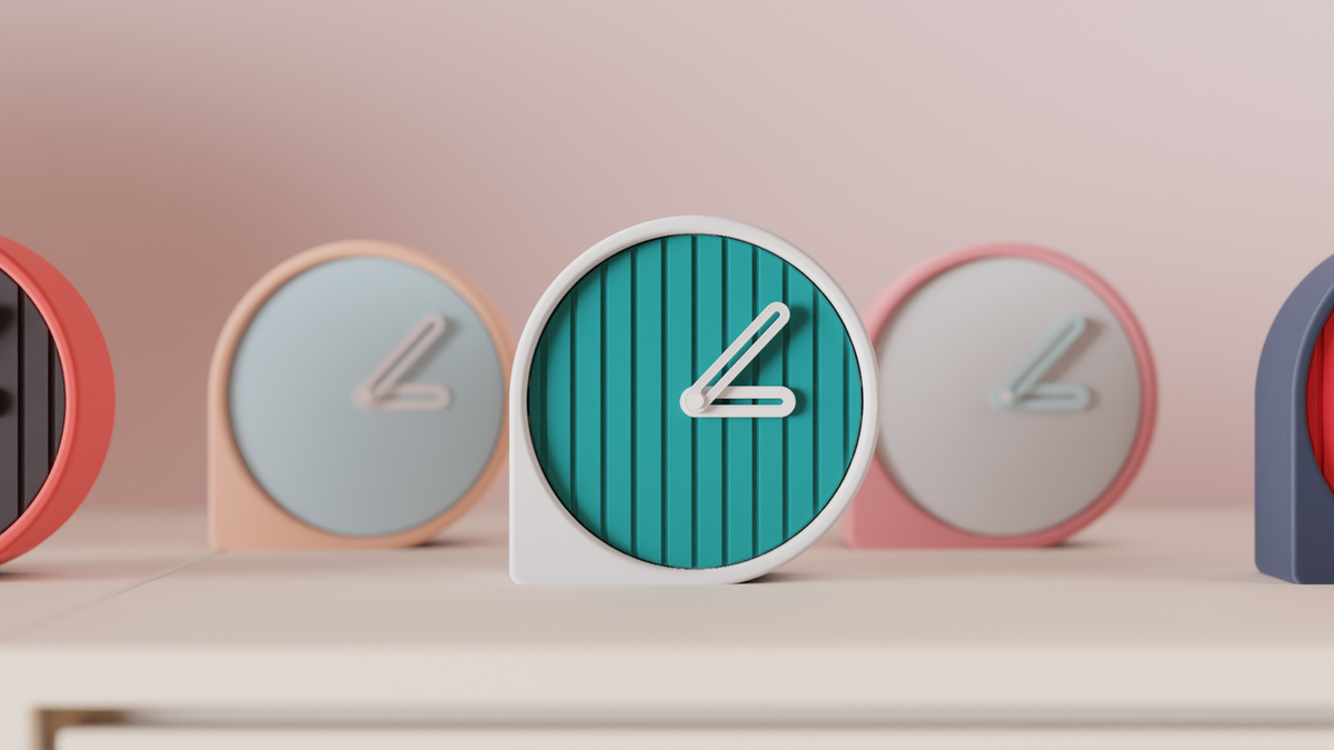 Ribbed Round Office Desk Clock