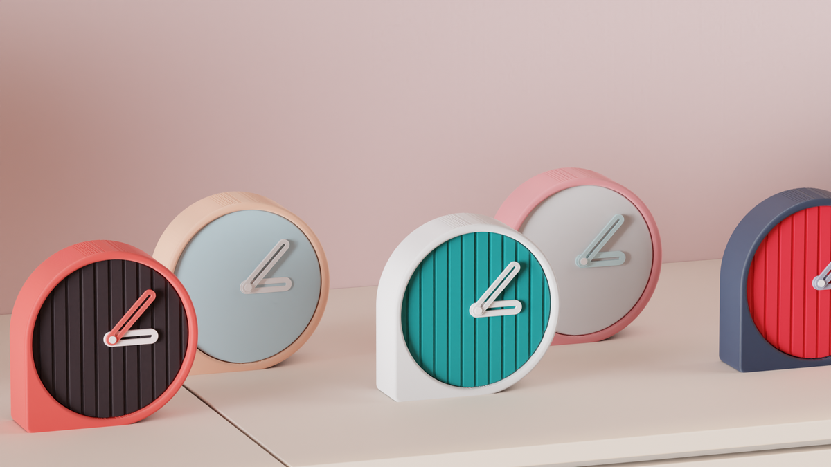 Ribbed Round Office Desk Clock