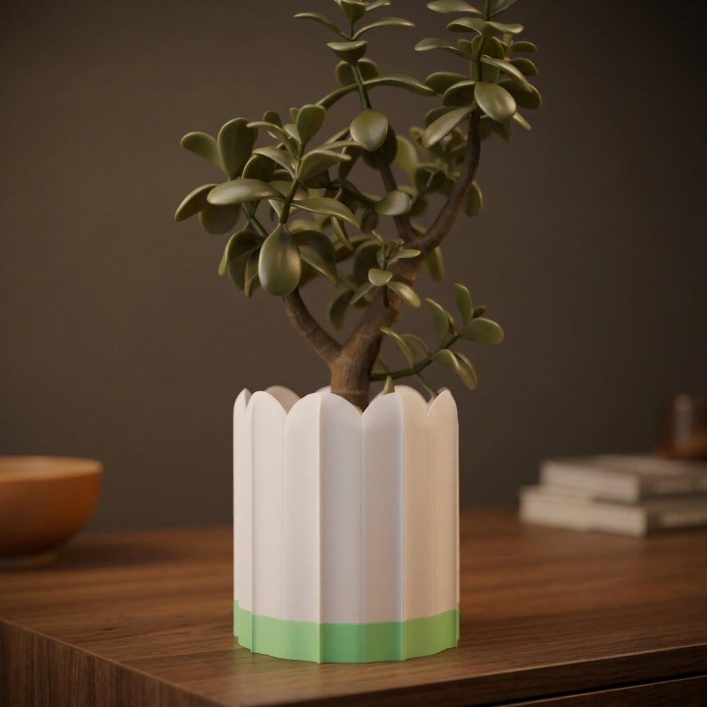 Ridged Two Part Planter with Drip Tray – Large size