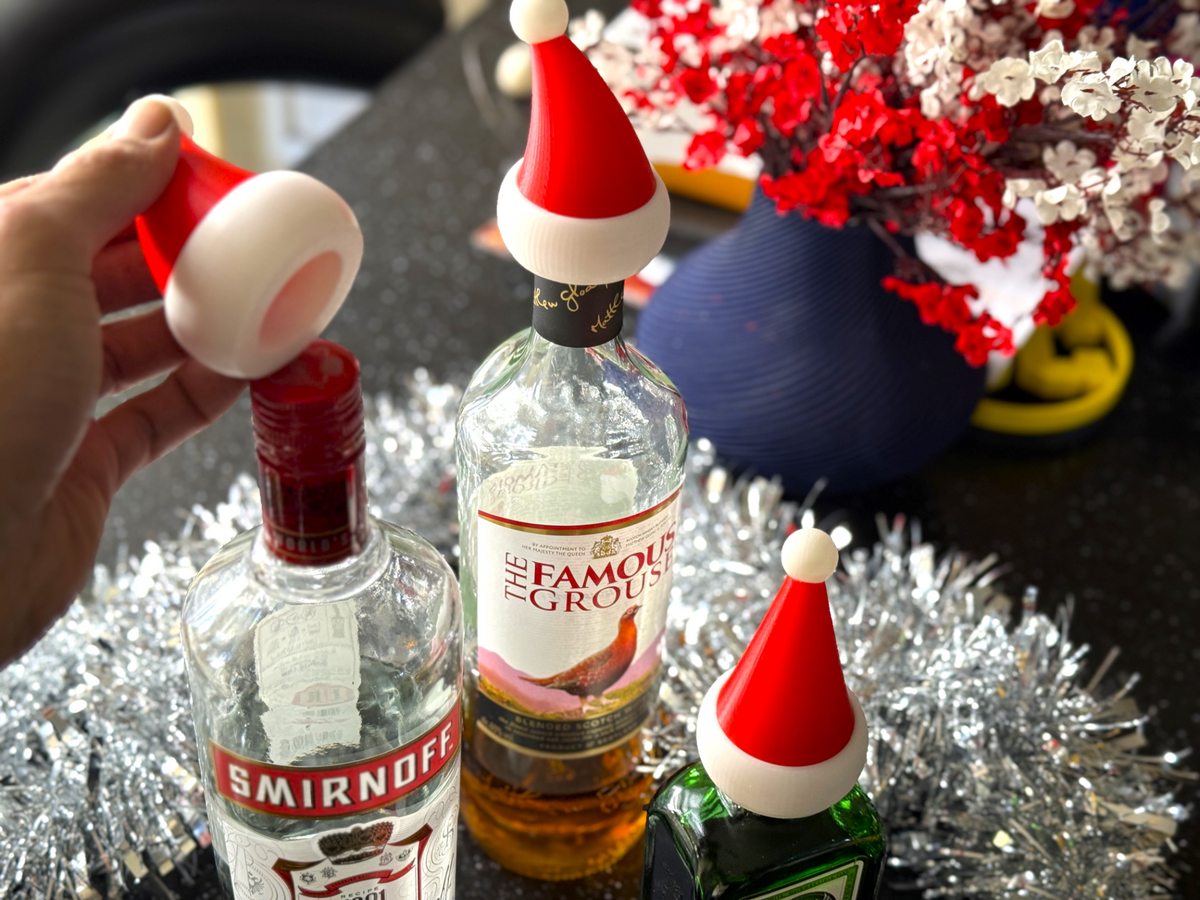 Santa Hat Wine Bottle Topper