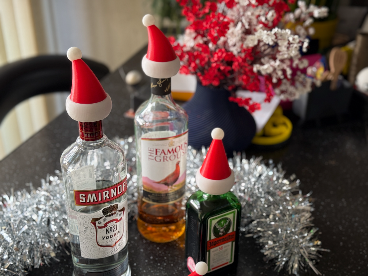 Santa Hat Wine Bottle Topper