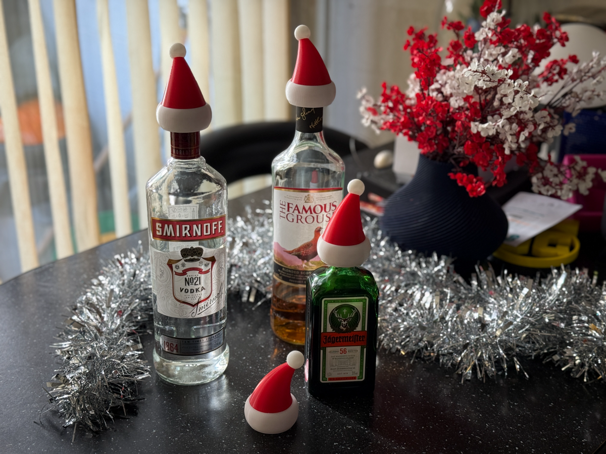 Santa Hat Wine Bottle Topper