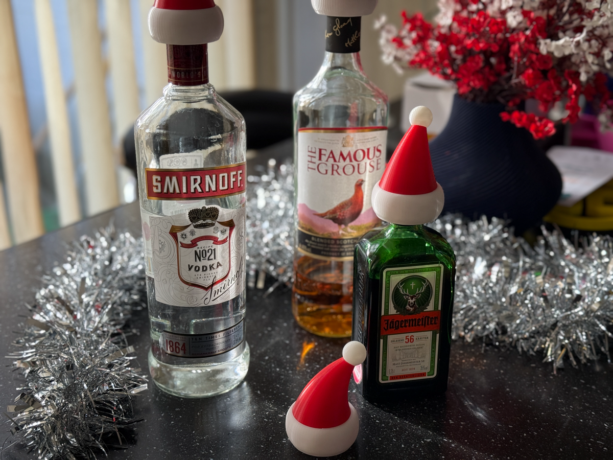 Santa Hat Wine Bottle Topper
