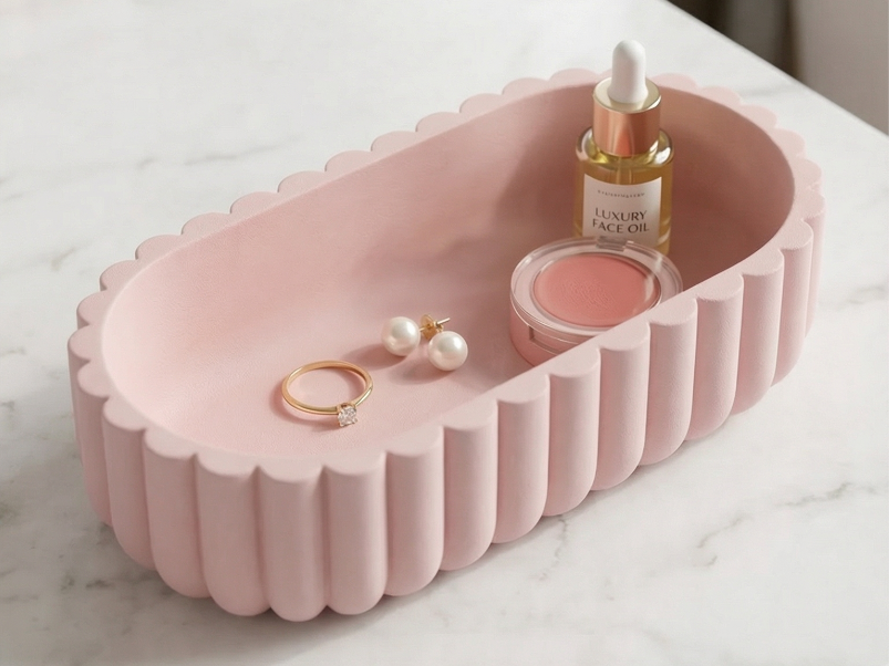 Scalloped Oval Vanity Tray — Minimalist Decor