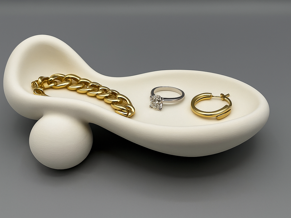 Sculptural Jewelry Tray with Modern Minimal Design
