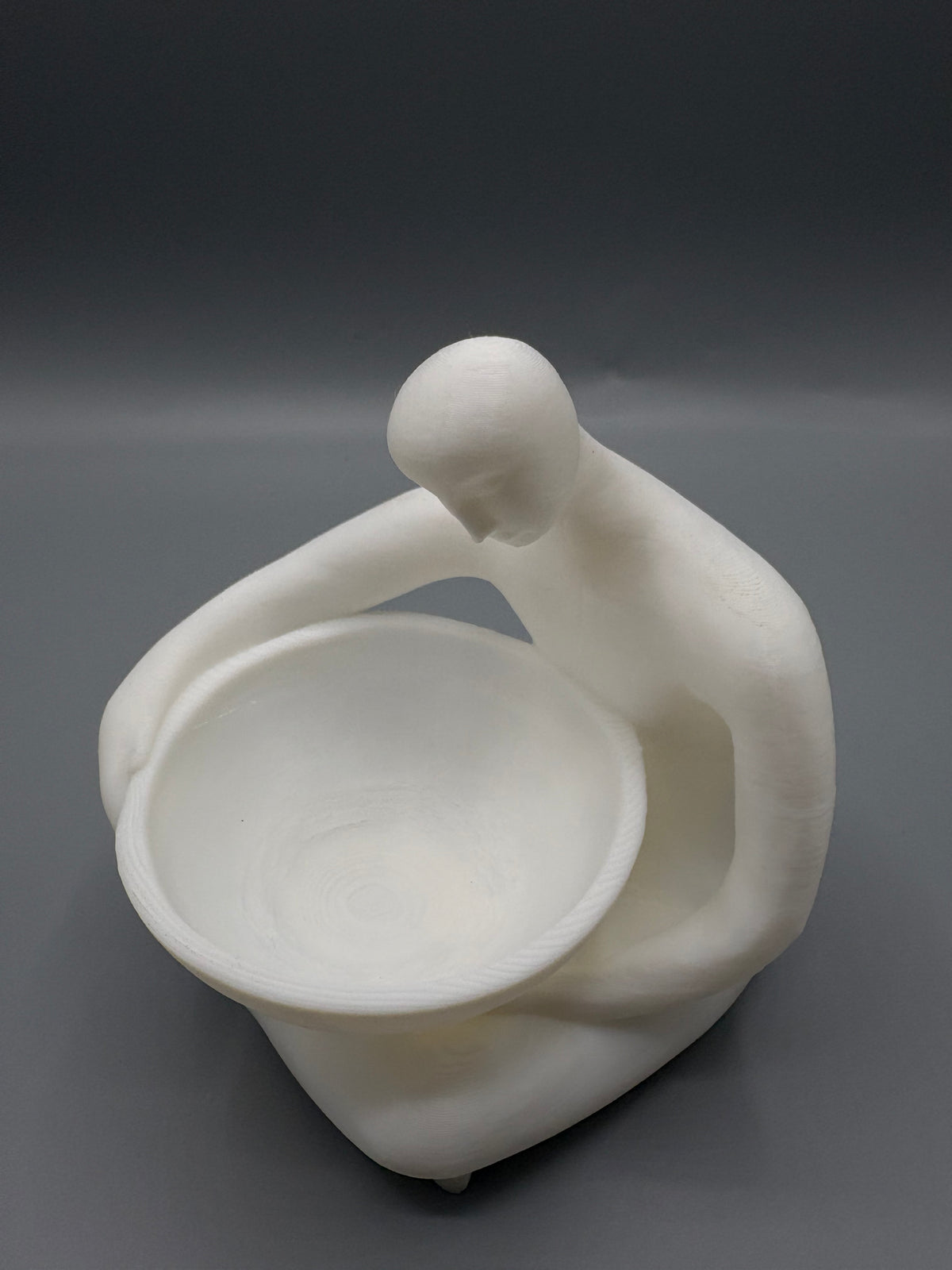 Serene Guardian Fruit Bowl Minimalist Form Sculpt