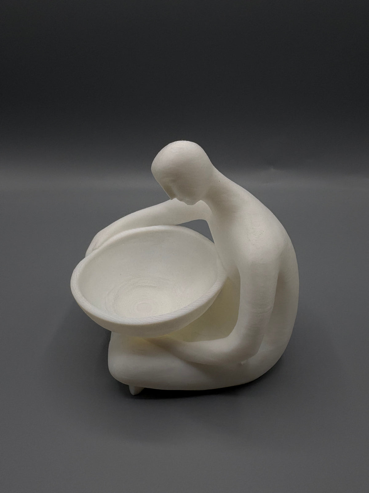 Serene Guardian Fruit Bowl Minimalist Form Sculpt