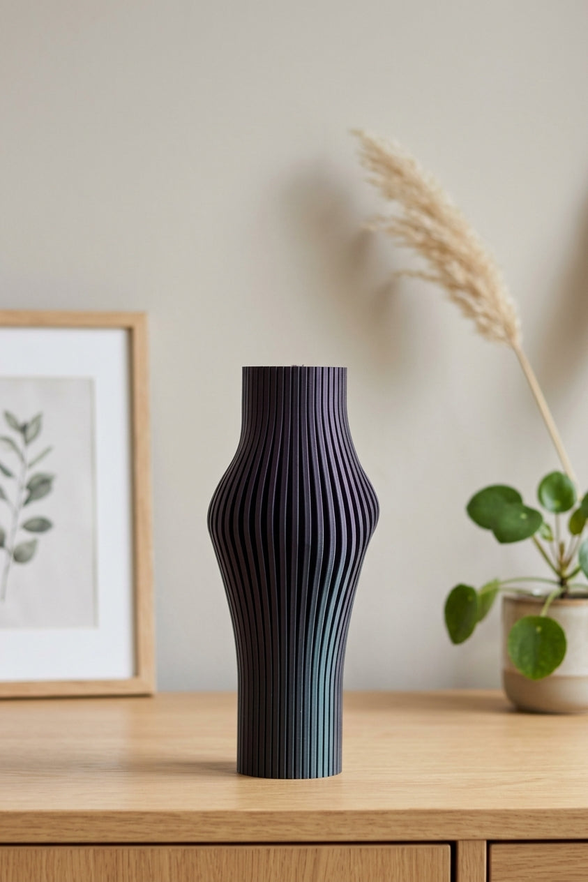 Smooth Flowing Ribbed Vase