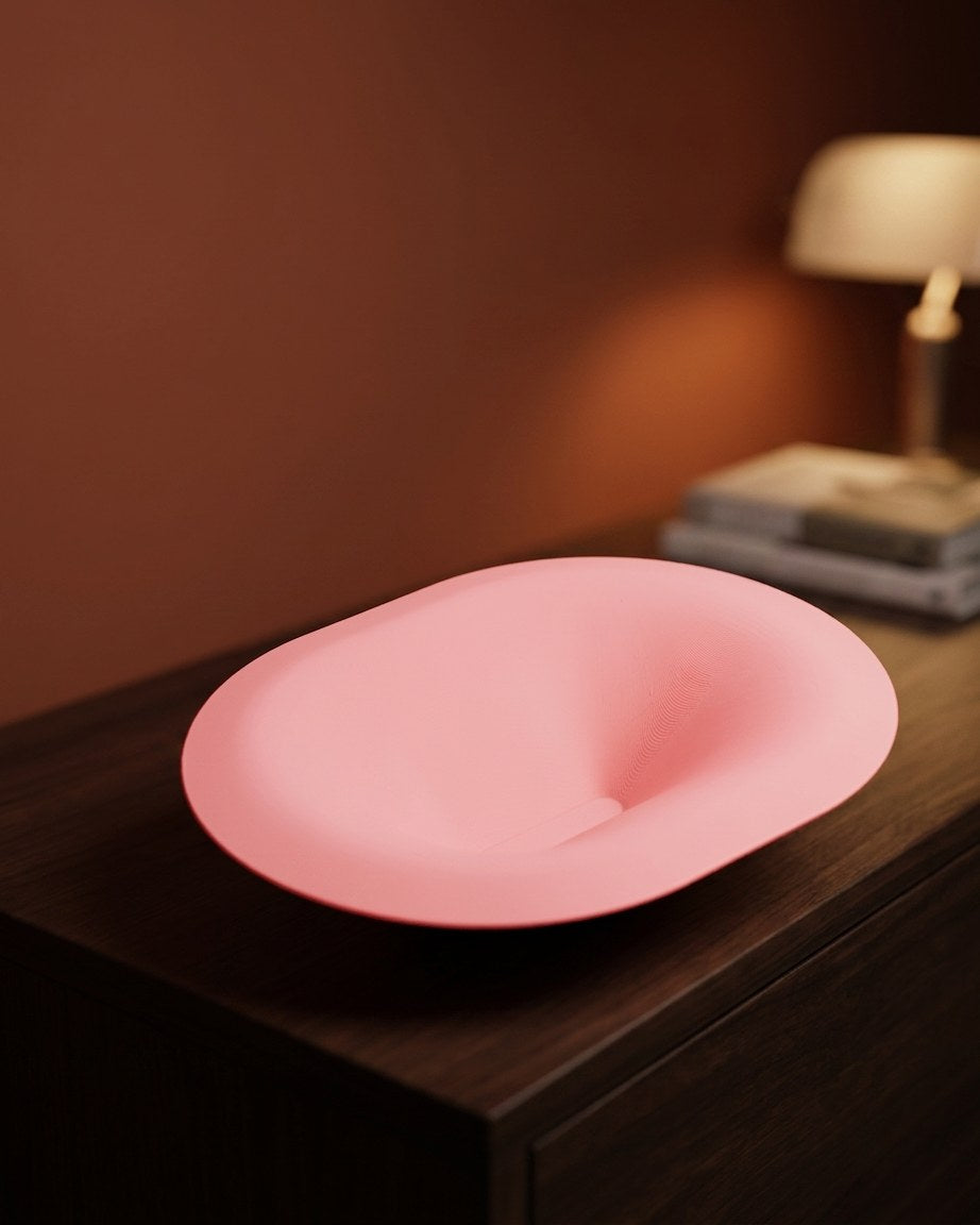 Soft curve pill-shaped catch-all tray bowl