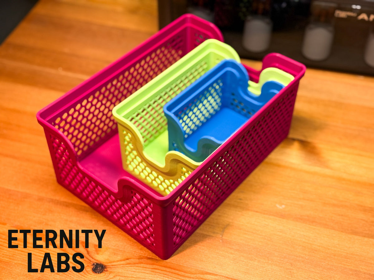 Stacking basket organizer set with large, medium and small stackable baskets