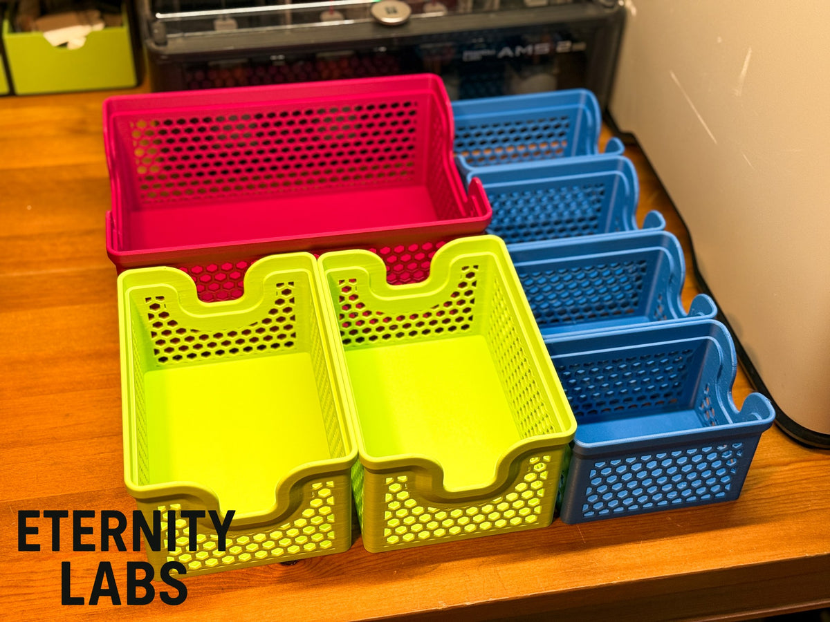 Stacking basket organizer set with large, medium and small stackable baskets