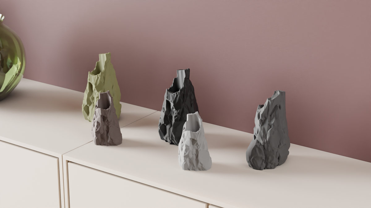 Stone Vase Rugged Rock Style Modern Vase