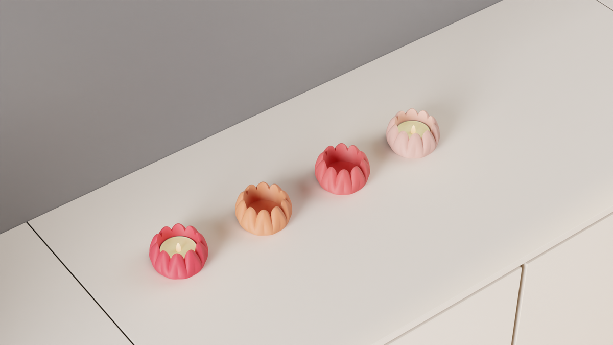 Tealight Holder Floral Tulip LED Candle Stand