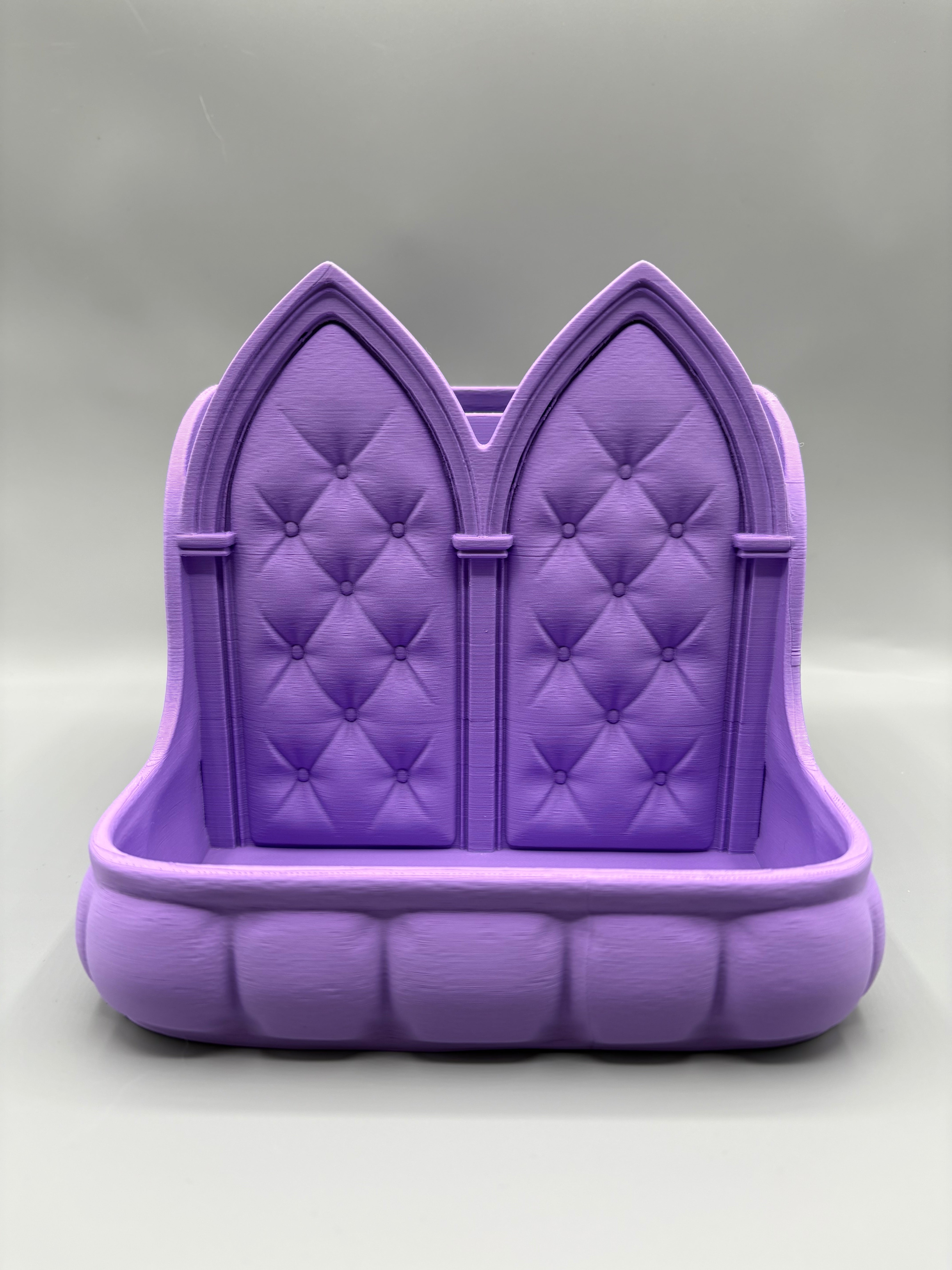 Gothic Tufted Cathedral Desk Organizer & Caddy
