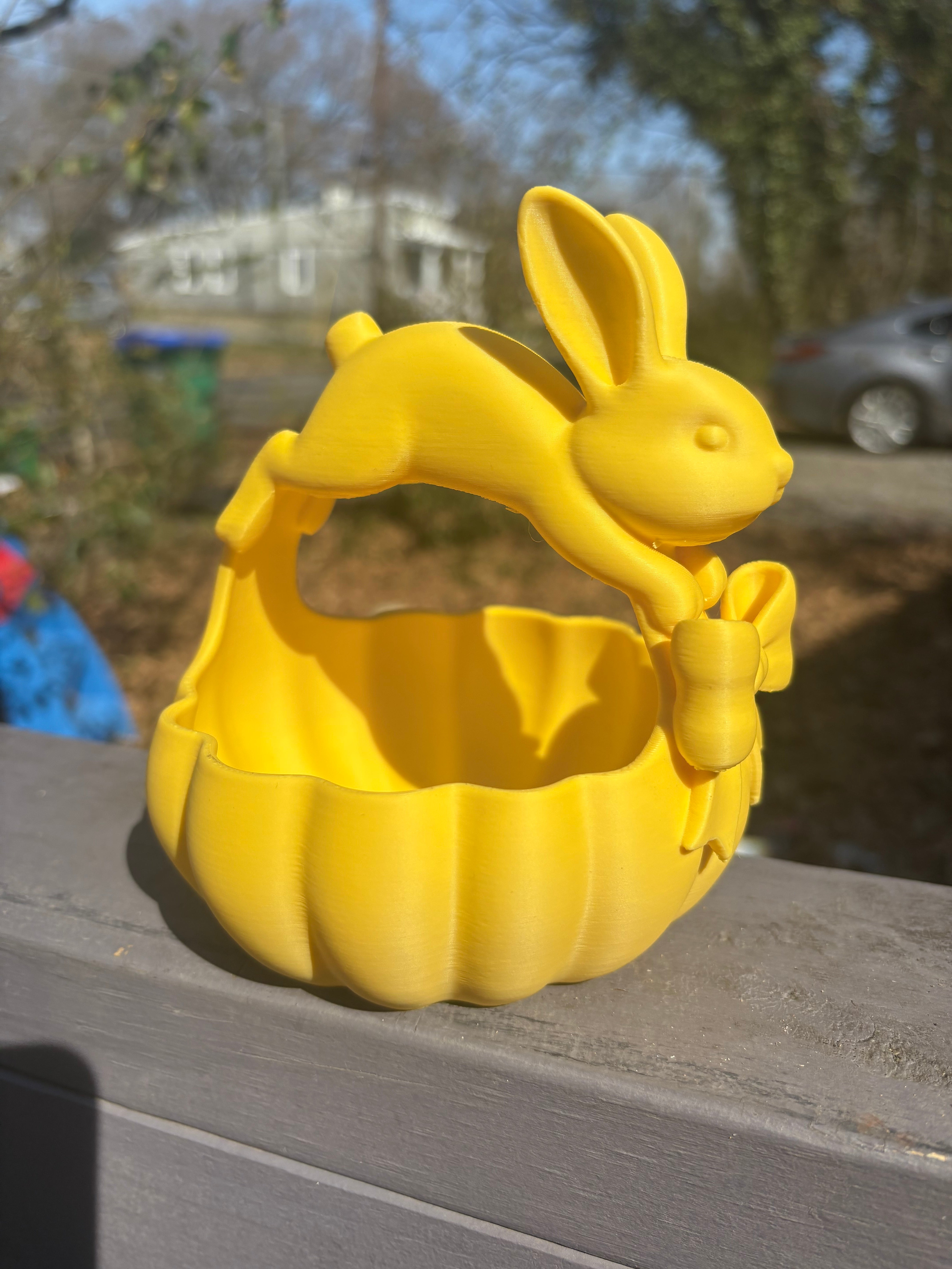 Whimsical Jumping Bunny Easter Basket & Candy Bowl