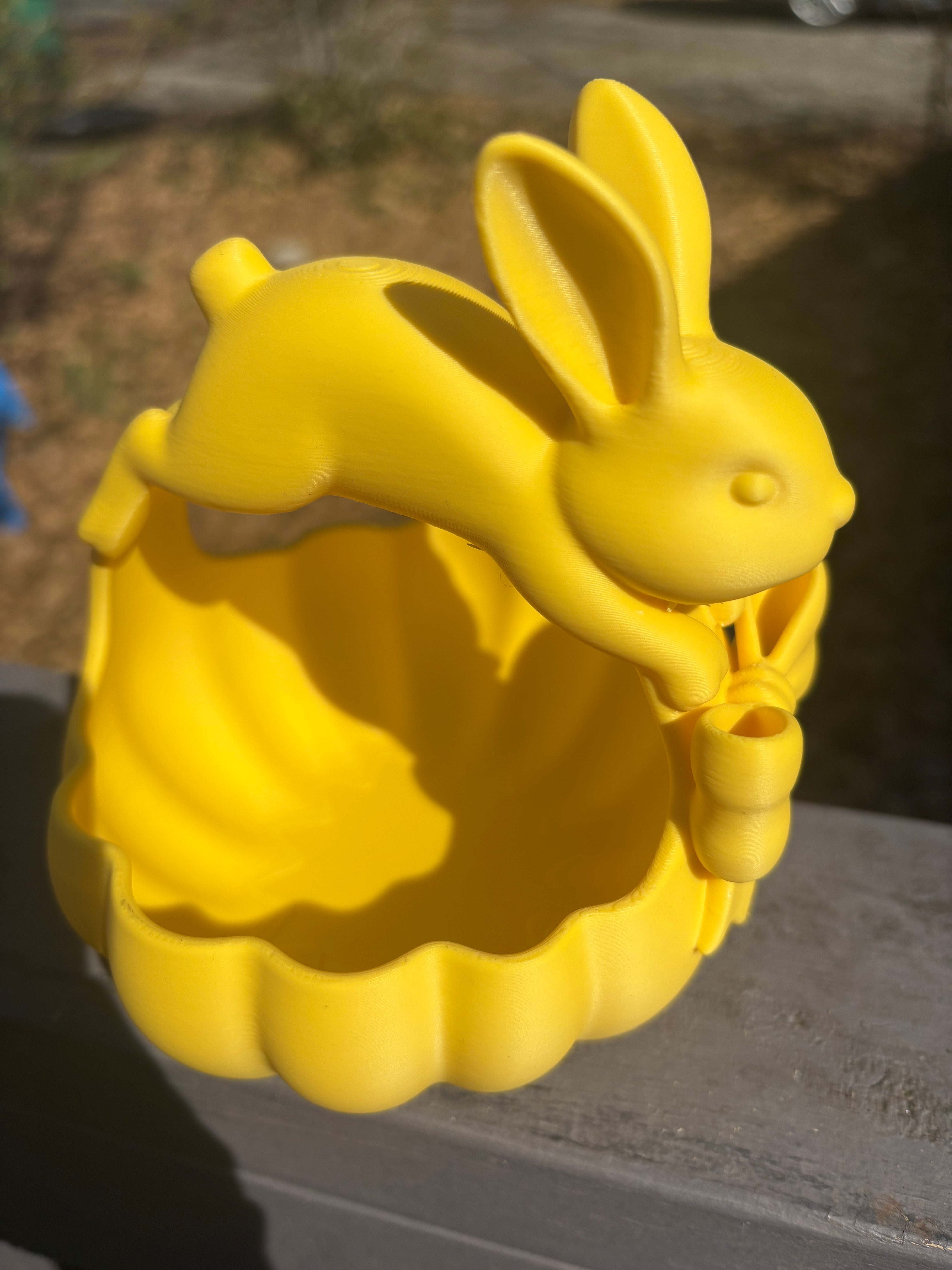 Whimsical Jumping Bunny Easter Basket & Candy Bowl