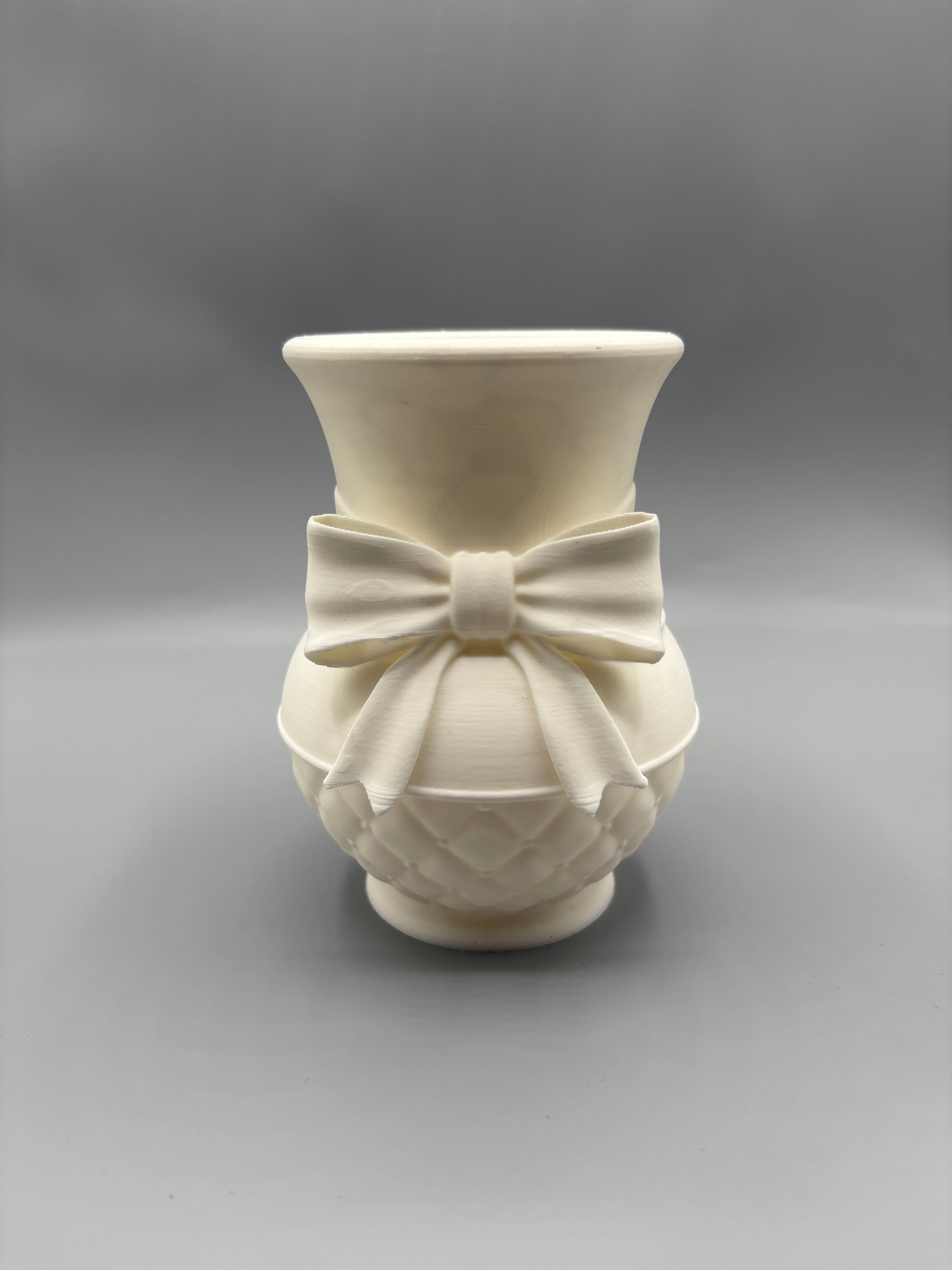 Quilted Spring Bow Vase - Flower Pot Decor