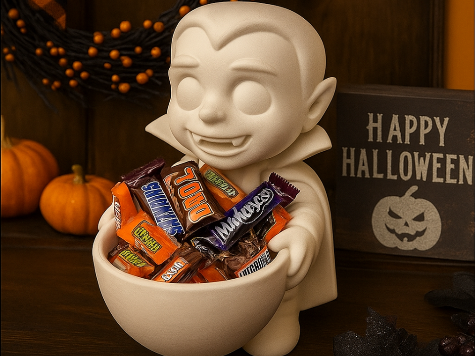 Vampire Candy Bowl Halloween Treat Holder Figurine
