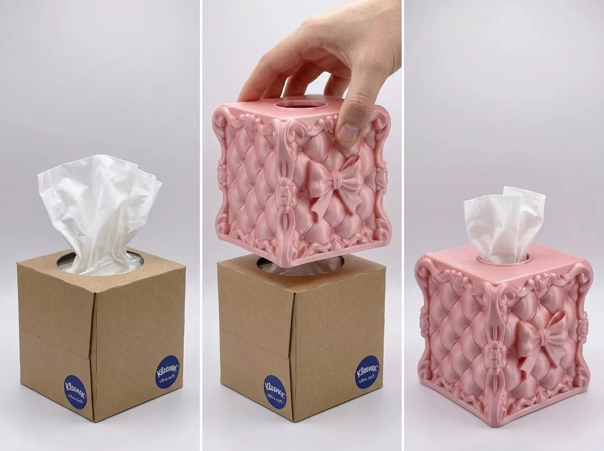 Vintage Rococo Tufted Bow Tissue Box Cover