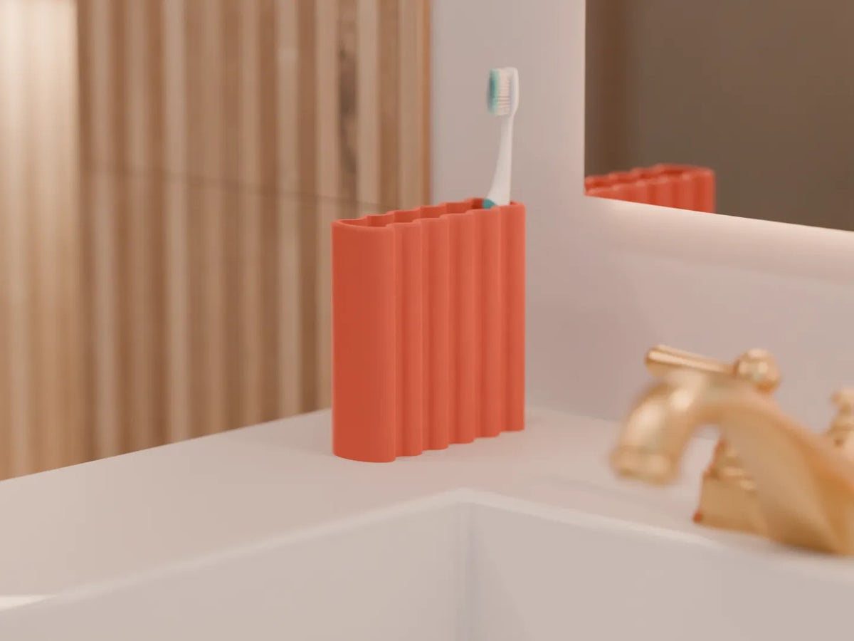 Wibble Toothbrush Holder with wavy ribbed design