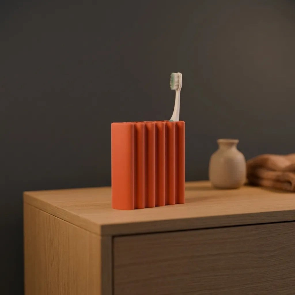 Wibble Toothbrush Holder with wavy ribbed design