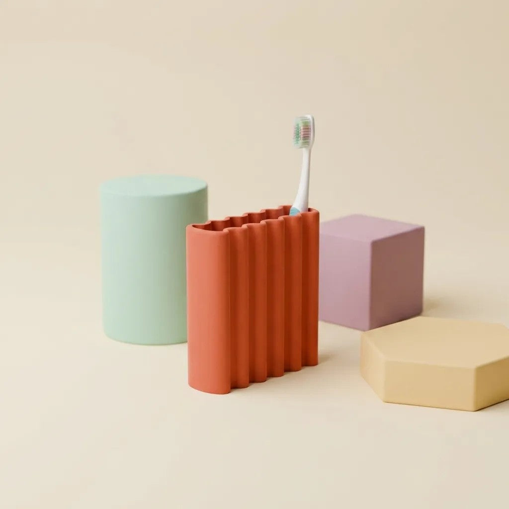 Wibble Toothbrush Holder with wavy ribbed design