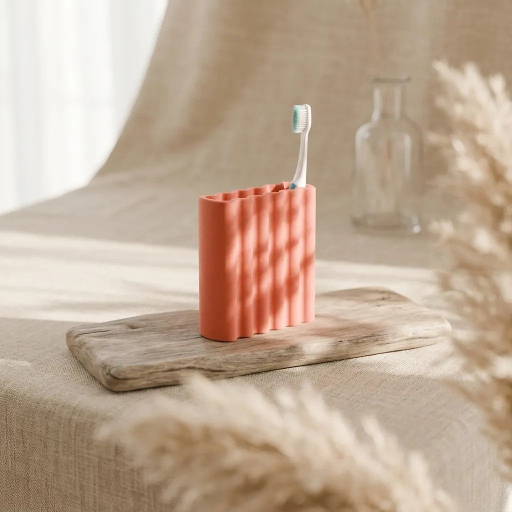 Wibble Toothbrush Holder with wavy ribbed design