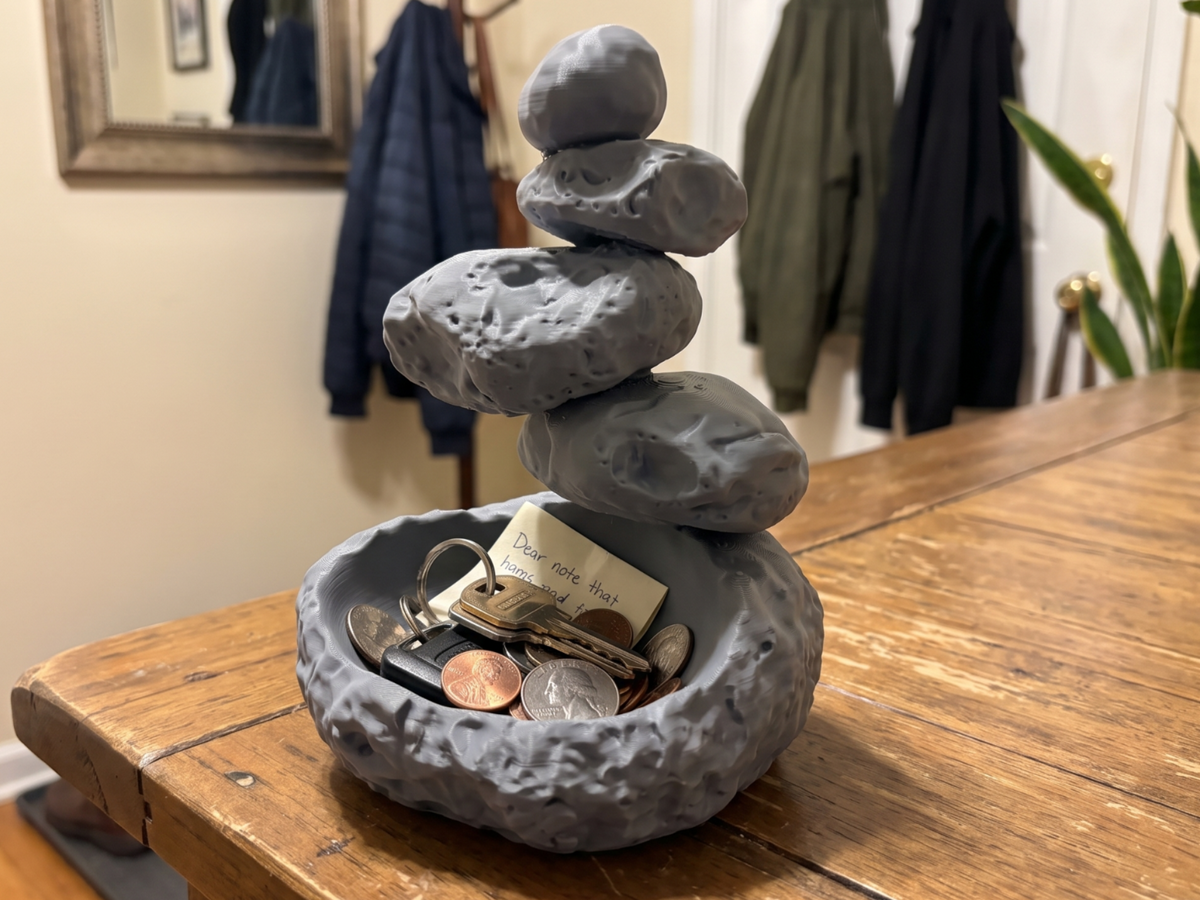 Zen Stone Cairn Catchall Tray Key Bowl