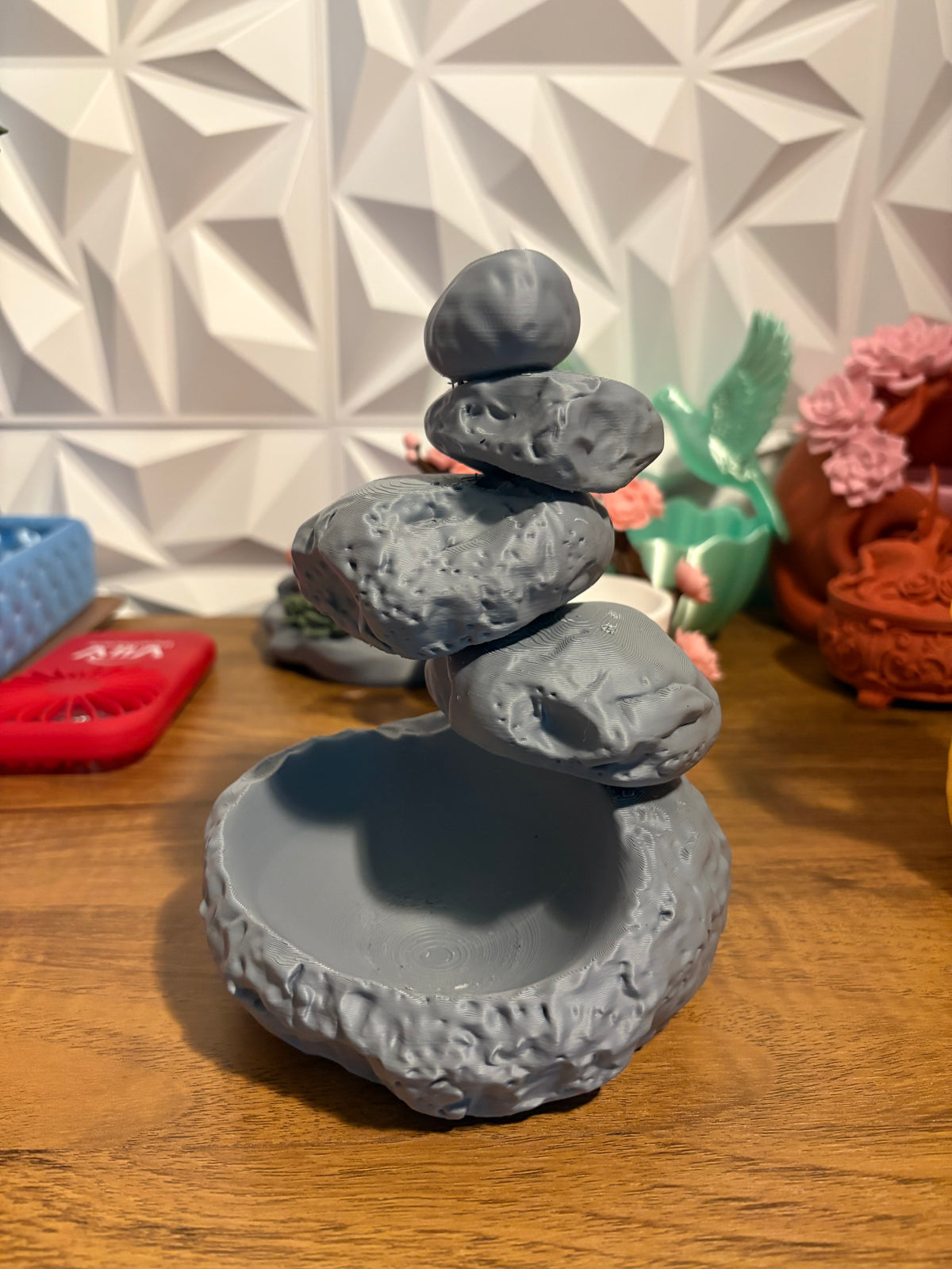 Zen Stone Cairn Catchall Tray Key Bowl