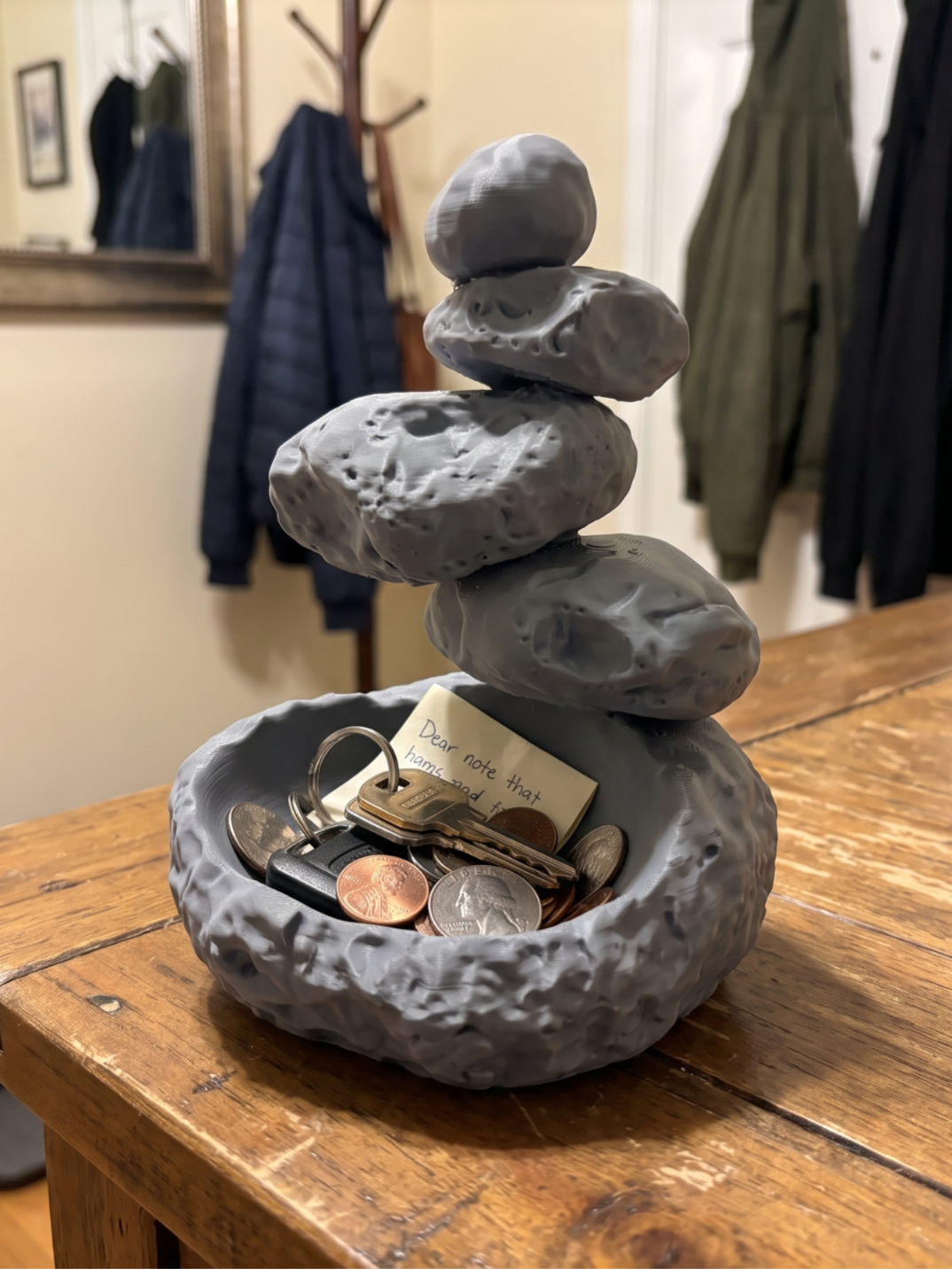 Zen Stone Cairn Catchall Tray Key Bowl